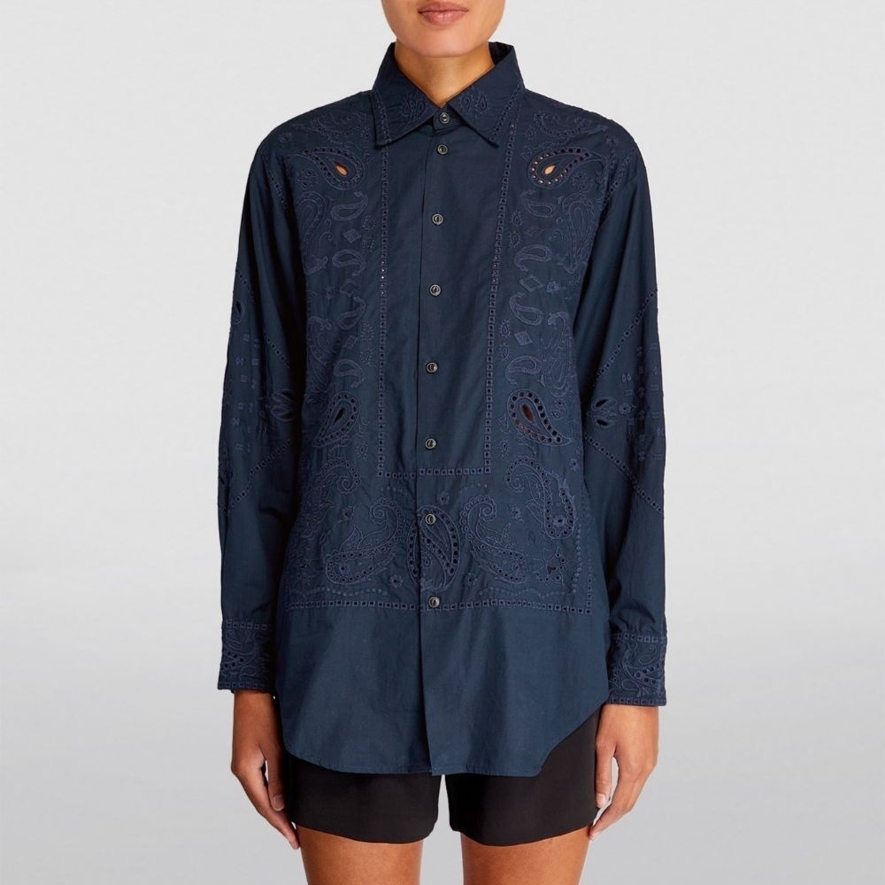 Rag & Bone Vivian Embroidered Cotton Button Down Shirt Relaxed Fit Women M NWT